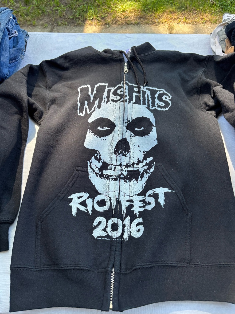 Black Hoodie with White Misfits Skull Graphic From Riot Fest 2016 , Never worn
